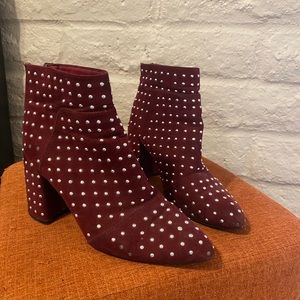 Burgundy studded ankle booties